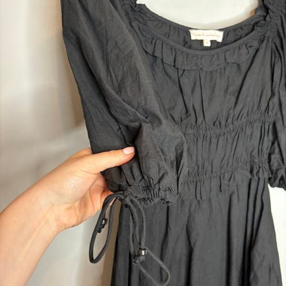 House of Harlow 1960 Puff Sleeve Smocked Cotton Poplin Peasant Mini Dress - Picture 8 of 9